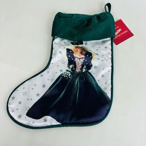 Vintage Hallmark Barbie Christmas‎ Stocking 1995 Holiday Green Dress New